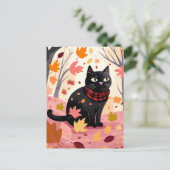 森の中の黒猫 ポストカード (スタンド正面)