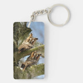 森の中の2羽のフクロウ、鳥、野生生物のキーチェーン キーホルダー (裏面)