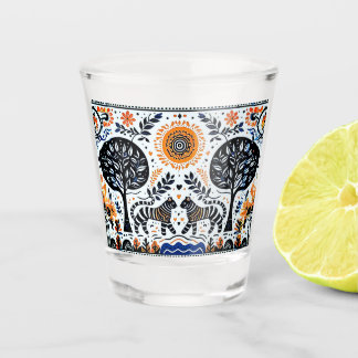 森の中の2頭の虎 ショットグラス