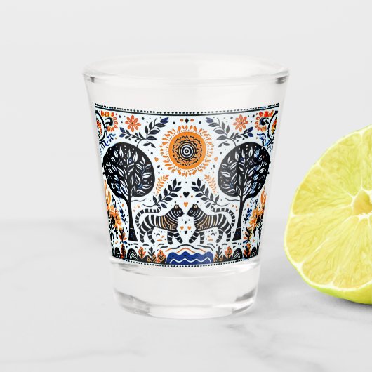 森の中の2頭の虎 ショットグラス (正面)