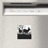 森の中の2鹿 – ドイツアンティークシルエット マグネット (インサイチュ (食洗機))