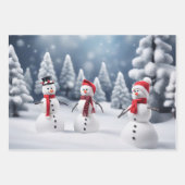森の中の3雪だるま ラッピングペーパーシート (正面2)