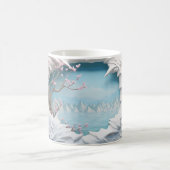 森の中の3Dワインディング川 コーヒーマグカップ (中央)