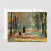 森の中のUryカップル歩くによる印象派の芸術 ポストカード (正面/裏面)