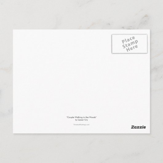 森の中のUryカップル歩くによる印象派の芸術 ポストカード (裏面)