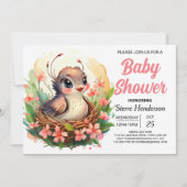 森の中へエレガントの鳥の赤ちゃんシャワー 招待状 (正面)