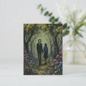 森の中をカップルが歩く ポストカード (スタンド正面)