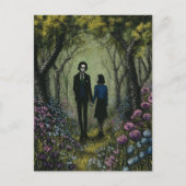 森の中をカップルが歩く ポストカード (正面)
