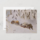 森の中を引っ張る馬 ポストカード (正面/裏面)