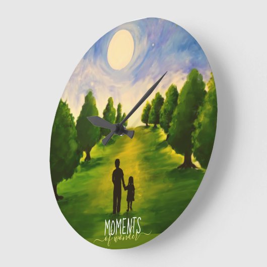 森の中を月に照疑問に思らされた散策の瞬間 ラージ壁時計 (傾斜)