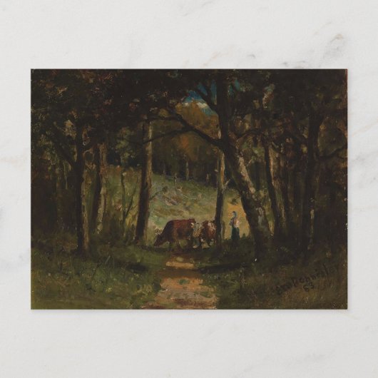 森の中を歩く牛 – エドワード・バニスター ポストカード (正面)