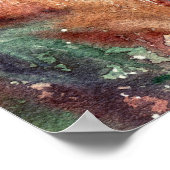 森の中を歩く紅葉の水彩風景 ポスター (角)