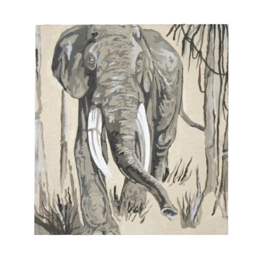 森の中を歩く象サバンナアート ノートパッド (正面)