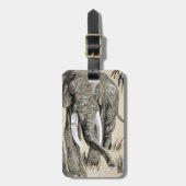 森の中を歩く象サバンナアート ラゲッジタグ (正面縦)