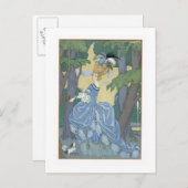森の中を歩く，フェテス・ガランのイラストレーション ポストカード (正面/裏面)