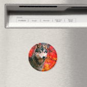 森の中を覗葉き込む狼 マグネット (インサイチュ (食洗機))