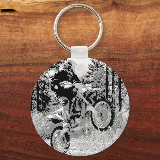 森の中を走り回る汚い自転車 キーホルダー (正面)