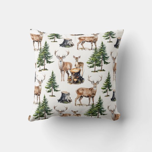森の中を運ぶウッドランドトナカイの家族 クッション (裏面)