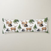 森の中を運ぶウッドランドトナカイの家族 ボディピロー (裏面)