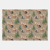 森の中を運ぶウッドランドトナカイの家族 ラッピングペーパーシート (正面3)