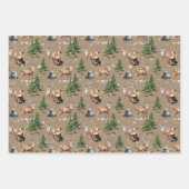 森の中を運ぶウッドランドトナカイの家族 ラッピングペーパーシート (正面2)