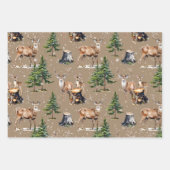 森の中を運ぶウッドランドトナカイの家族 ラッピングペーパーシート (正面)