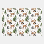 森の中を運ぶウッドランドトナカイの家族 ラッピングペーパーシート (正面3)