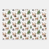 森の中を運ぶウッドランドトナカイの家族 ラッピングペーパーシート (正面2)