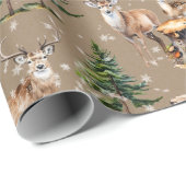 森の中を運ぶウッドランドトナカイの家族 ラッピングペーパー (ロールコーナー)