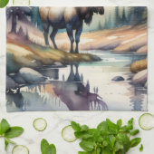 森の中絵画の水の色のムース キッチンタオル (折り畳み)