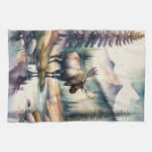 森の中絵画の水の色のムース キッチンタオル (横)