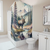森の中絵画の水の色のムース シャワーカーテン (インサイチュ)