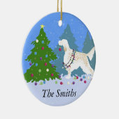 森の中飾のイングリッシュセッターの木 セラミックオーナメント (右)