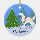 森の中飾のイングリッシュセッターの木 セラミックオーナメント (正面)