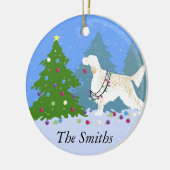 森の中飾のイングリッシュセッターの木 セラミックオーナメント (左)