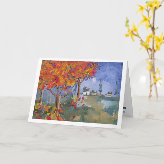 森の中 – 折り畳まれたグリーティングカード カード (黄色い花)