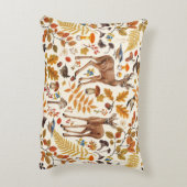 森の中/秋の鹿の白い アクセントクッション (裏面(縦))