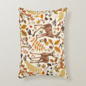 森の中/秋の鹿の白い アクセントクッション (正面(垂直))