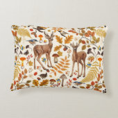 森の中/秋の鹿の白い アクセントクッション (裏面)