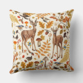 森の中/秋の鹿の白い クッション (裏面)