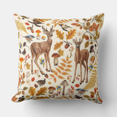 森の中/秋の鹿の白い クッション (正面)