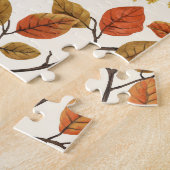 森の中/秋の鹿の白い ジグソーパズル (側面)