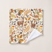 森の中/秋の鹿の白い バスタオルセット (ウォッシュタオル)