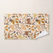 森の中/秋の鹿の白い バスタオルセット (ハンドタオル)