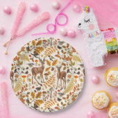 森の中/秋の鹿の白い ペーパープレート (パーティー)