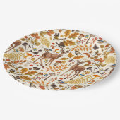 森の中/秋の鹿の白い ペーパープレート (アングル)