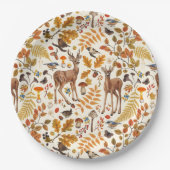 森の中/秋の鹿の白い ペーパープレート (正面)