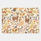 森の中/秋の鹿の白い ラッピングペーパーシート (正面3)