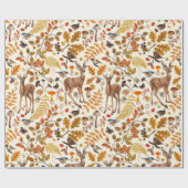 森の中/秋の鹿の白い ラッピングペーパー (フラット)