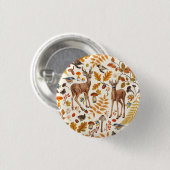 森の中/秋の鹿の白い 缶バッジ (正面&裏面)